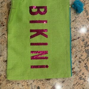 Green Pouch with Pink Sequin Letters